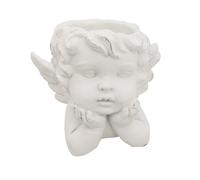 Vimin Box Vaso Angelo con Viso tra le Mani e Ali in H 24 Cm L 28 Cm L 15,5 Cm Bianco