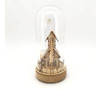 Vimin Box Villaggio Natale in Campana Vetro con Led e Musica D 15,5 Cm H 34 Cm