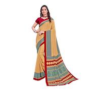 Vimla Sari da donna in crêpe di seta uniforme e camicetta non cucita | matrimonio per sari | sari da donna | sari stampato | perfetto per il lavoro in ufficio | giallo