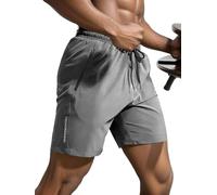 Vimlo Pantaloncini Rationalu, Pantaloncini da Uomo con Coulisse in Vita e Stampa di Lettere, Pantaloncini Sportivi Estivi Traspiranti e Leggeri con Tasche(Gray,XL)