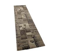 VIMODA Moderno Soggiorno Tappeto Colori Naturali Beige Marrone con Fiori e Piante Motivo - Beige, 80x300 cm
