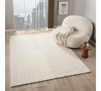 VIMODA Moderno tappeto a pelo corto, per soggiorno, camera da letto, effetto bohémien, arcobaleno, scandinavo, colore: crema, dimensioni: 160 x 230 cm