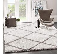 VIMODA Shaggy Tappeto Rombo Design Crema Grigio Moderno - Bianco, 120x170 cm