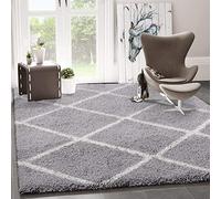 VIMODA Shaggy Tappeto Rombo Design Crema Grigio Moderno - Grigio, 200x280 CM