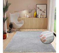 VIMODA Tappeto a pelo corto, tinta unita, ultra morbido, per soggiorno, cameretta dei bambini, camera da letto, colore: grigio, dimensioni: 160 x 230 cm