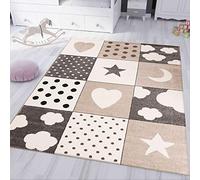 VIMODA Tappeto Bambini Tappeto Cameretta dei Bambini Babyteppich con Cuore Stelle Luna - Grigio, 120x170 cm