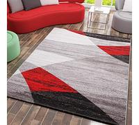 VIMODA Tappeto Geometrico mélange in Rosso, Grigio, Bianco, Nero, a Pelo Corto, per Soggiorno, Dimensioni: 60 x 110 cm