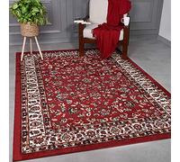 VIMODA Tappeto orientale classico tessuto stretto per soggiorno, rosso/marrone, dimensioni: 60 x 110 cm