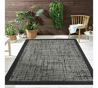 Vimoda - Tappeto per interni ed esterni, tessuto piatto, per terrazzo, balcone, giardino d'inverno, robusto, astratto, 160 x 220 cm, colore antracite