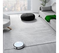 VIMODA Tappeto per soggiorno e camera da letto, corridoio, cucina a pelo corto, design boho, tinta unita, effetto alto, moderno, 3D, morbido, colore: L., grigio, dimensioni: Ø 160 cm, rotondo
