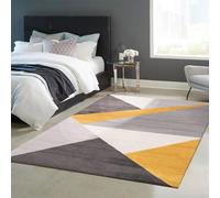 VIMODA Tappeto soggiorno, camera da letto, corridoio, motivo geometrico, giallo, dimensioni: 80 x 150 cm