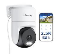 VIMTAG 2.5K Telecamera,5G Wi-Fi Telecamere da Esterno,360°Videocamera con Faro e Allarme,Visione Notturna a Colori,Rilevamento del Movimento Persona,Sirena,Audio a 2 Vie, Funziona con Alexa,SD e cloud