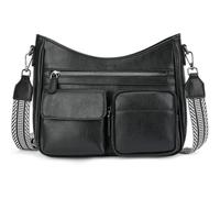 VIMUTI Borsa a tracolla da donna, taglia media, da donna, in pelle vegana, con tracolla regolabile e larga, Nero