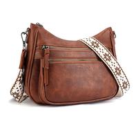 VIMUTI Borsa a tracolla da donna, taglia media, leggera, in pelle vegana, con molti scomparti, con tracolla regolabile e larga, 02 marrone.