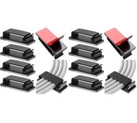 Vinabo 10 Pezzi Durevole Organizer Autoadesivo Clip Cavo, per TV, PC, Scrivania, Casa, Ufficio, Nero (Confezione da 2)