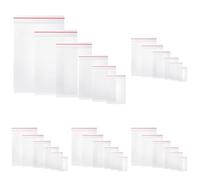 Vinabo 600 Sacchetti in Plastica Trasparente con Chiusura a Zip Riusabili, per Cucina, Ufficio, Gioielli, Semi e Piccoli Accessori - 6 Misure (100 x 6 Sacchetti) (Confezione da 5)