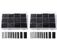 Vinabo 900 Pezzi Guaina Termorestringenti Nere, Tubi Termorestringenti per Isolamento Elettrico, Protezione Cavi, 12 Misure - Rapporto di Retrazione 2:1 (Confezione da 2)