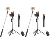 Vinabo Bastone Selfie Bluetooth 3 in 1, Treppiede Smartphone, 160 cm Asta Selfie Retrattile Stabilizzatore Smartphone con Telecomando Rimovibile e Rotazione di 360 gradi per iPhone, Galaxy, Huawei