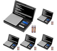 Vinabo Bilancia di Precisione 700g/0.01g, Portatile Bilance per Gioielli, Digital Pro Pocket, con Display LCD e 7 Unità, Funzione Tara, per Cucina Cucinare, Caffè, Farmaci, Nero (Confezione da 5)