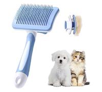 Vinabo Cardatore per Gatti e Cani Autopulente, Pelo Lungo e Corto, Blu | Per muta, sottopelo e piccoli grovigli, dentini inox con sfere protettive, pulsante autopulente, manico ergonomico