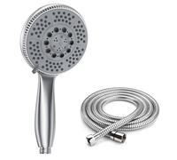 Vinabo Doccia Soffione con 1.5m Tubo Doccia, 5 Funzioni Getti, Multifunzionale ad Alta Pressione Soffione Doccia, ABS Cromato Spruzzo, Anticalcare Tubo Flessibile Doccia + Doccino per Doccia
