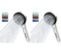 Vinabo Doccino per Doccia, Soffione Doccia Anticalcare con 6 Modi Funzione, Soffione Doccia Alta Pressione con Filtrazione a 3 Strati, Telefono Doccia Universale - Argento (Confezione da 2)