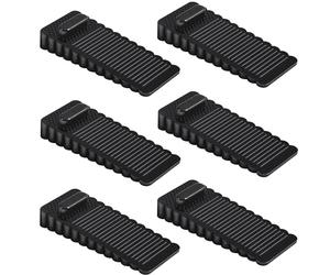 Vinabo Fermaporta da Pavimento, 6 Pezzi, Nero, Impilabile 3-12 mm | Cuneo ferma porta in PVC con design a 45° e scanalature, per porte e pavimenti compatibili