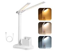 Vinabo Lampada da Scrivania a LED, Lampada da Tavolo a 3 Luminosità e 3 Colori, USB Ricarica, Lampada LED Scrivania Protezione degli Occhi, per Bambini, Camera da Letto, Comodino, Ufficio