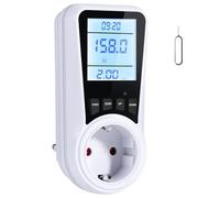 Vinabo Misuratore Consumo Elettrico con LCD, Contatore Energia Elettrica 16A/3680W, 7 Modalità Monitoraggio, Protezione Sovraccarico, Presa Consumo Energia
