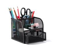Vinabo Organizer Scrivania, Portapenne da Scrivania in Rete Metallica, Portapenne Organizer Scrivania Ufficio con 4 Scomparti di Ordinamento, Porta Penne per Casa, Scuola, Uffici