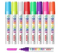 Vinabo Pennarelli Gesso Liquido Cancellabili, 8 Colori a Doppia Punta | Per Lavagna Nera, Vetro, Specchio e Ceramica, Punta Reversibile 3-4 mm e 7-8 mm, per Menu, Scuola e Decorazioni
