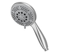 Vinabo Soffione Doccia con 5 Getti, Universale Regolabile Funzioni Testa Doccia a Mano ad Alta Pressione, ABS Cromato Soffione con Ugello in Silicone Autopulente e Impugnatura Ergonomica, D'argento