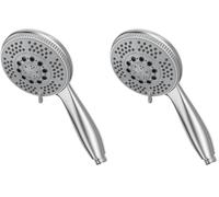 Vinabo Soffione Doccia con 5 Getti, Universale Regolabile Funzioni Testa Doccia a Mano ad Alta Pressione, ABS Cromato Soffione con Ugello in Silicone Autopulente e Impugnatura Ergonomica, D'argento