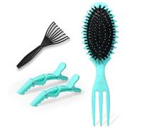 Vinabo Spazzola Capelli Ricci, Spazzola Con Setole di Cinghiale Per Definire e Modellare i Ricci, Curly Hair Brush per Tutti i Tipi di Capelli (Verde)