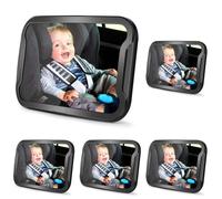 Vinabo Specchio per auto per bambini, infrangibile, specchio per auto regolabile a 360°, specchietto posteriore per bambini, adatto per tutti i tipi di poggiatesta (Confezione da 5)