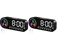 Vinabo Sveglia digitale LED 7 colori - Orologio digitale con display a temperatura 5 livelli luminosità, doppio allarme, Snooze, USB, 12/24 ore, sveglia luminosa per bambini e adulti (nero)