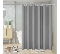 Vinabo Tenda Doccia 180 x 200 cm, Grigio Tenda Doccia Antimuffa Provvista di 12 Anelli,Tenda da Doccia Senza Trapano, Tenda da Doccia in Tessuto di PEVA Impermeabile Lavabile in Lavatrice