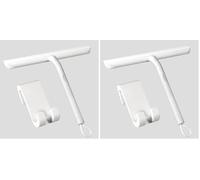 Vinabo Tergivetro per Doccia,Lavavetri Doccia Senza Perforazione,Tira Acqua da Doccia con Gancio,Pulisci Vetro Doccia Anima Acciaio Inox per Finestre,Specchi,Bagno Pulire Superfici Lisce-21cm,Bianco