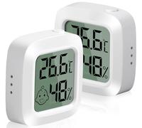 Vinabo Termometri Igrometri Digitali Interni Piccoli, 2 Pezzi | Indicatore di comfort, display LCD, temperatura e umidità, per ufficio, cameretta, guardaroba e serra