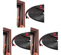 Vinabo Tipo D Guarnizione per Porta Finestra Isolante dal Freddo, Guarnizione per Isolante dal Freddo in Gomma Autoadesiva per Isolamento Acustico Della Porta (6 m,Nero) (Confezione da 3)