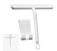 Vinabo Tira Acqua da Doccia, Tergivetro per Doccia, Tiraacqua Vetri Doccia con Gancio, Senza Aloni per Vetri, pareti Doccia e Specchi- in Silicone 21 cm, Bianco