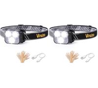 Vinabo Torcia Frontale LED con Sensore, Lampada Ricaricabile, 6 Modalità di Illuminazione, Impermeabile Regolabile (Confezione da 2)