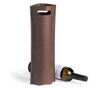 VINAK - 10 Sacchetti per Bottiglie di Vino - Champagne in Materiale Non Tessuto Termosaldato ad Alta Resistenza con Manico | Sacchetti regalo, matrimonio, battesimo, compleanno (F - Marrone)