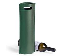 VINAK - 10 Sacchetti per Bottiglie di Vino in Materiale Non Tessuto Termosaldato ad Alta Resistenza con Manico | Sacchetti regalo, matrimonio, battesimo, compleanno (D - Verde)