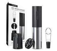 VINAK - KIT Wine Expert - Cavatappi elettrico ricaricabile in acciaio inossidabile + tappo per vino a vuoto + versatore di vino e tagliapsule | Design moderno | Apribottiglie senza sforzo