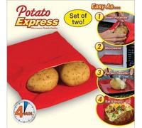 Vinallo 2 pezzi microonde patate fornello borsa- Potato Express Pouch, Perfect patate appena in 4 minuti - rosso