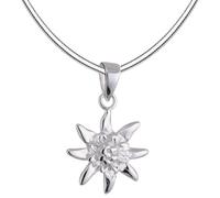 Vinani AEDD-S - Ciondolo a Forma di Stella Alpina Piccola con Catena a Serpente in Argento Sterling 925, Argento Sterling