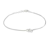 Vinani Cavigliera Doppia a Forma di Cuore, estendibile a 27 cm, in Argento Sterling 925 di Alta qualità FDH, 23 Centimeters, Argento Sterling, Senza Pietra.