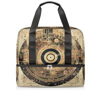 Vinatge Borsa sportiva a tema musicale, borsa da palestra per donne e uomini, borsa da viaggio con scomparto per scarpe, grande capacità, borsa per allenamento durante la notte, per fitness, yoga