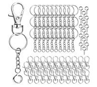 VINATO 150 Pezzi Set Anelli Portachiavi Alliaggio di Zinco, con Catenella Anelli Aperti Moschettoni Girevoli, Keychain kit Moschettone Portachiavi per Fai da te Mestieri Artigianato (Argento)